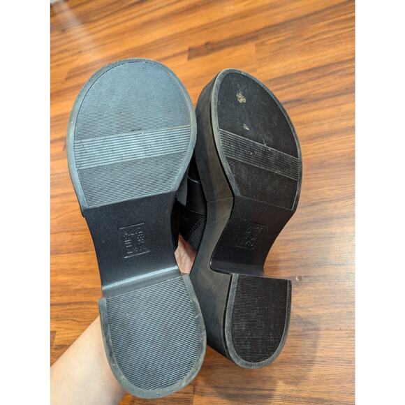 Naturalizer Leather Platform Wedge Mules- Size 9 M- Black Slip On Sandal - Picture 5 of 7